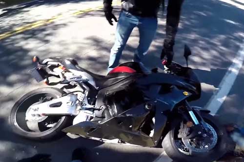 Crushed motorcycle