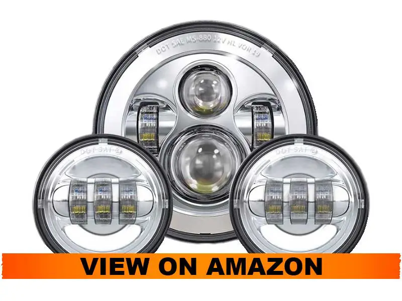 TRUCKMALL 7 inch LED Headlight and Fog Passing Lights for Harley Davidson Touring