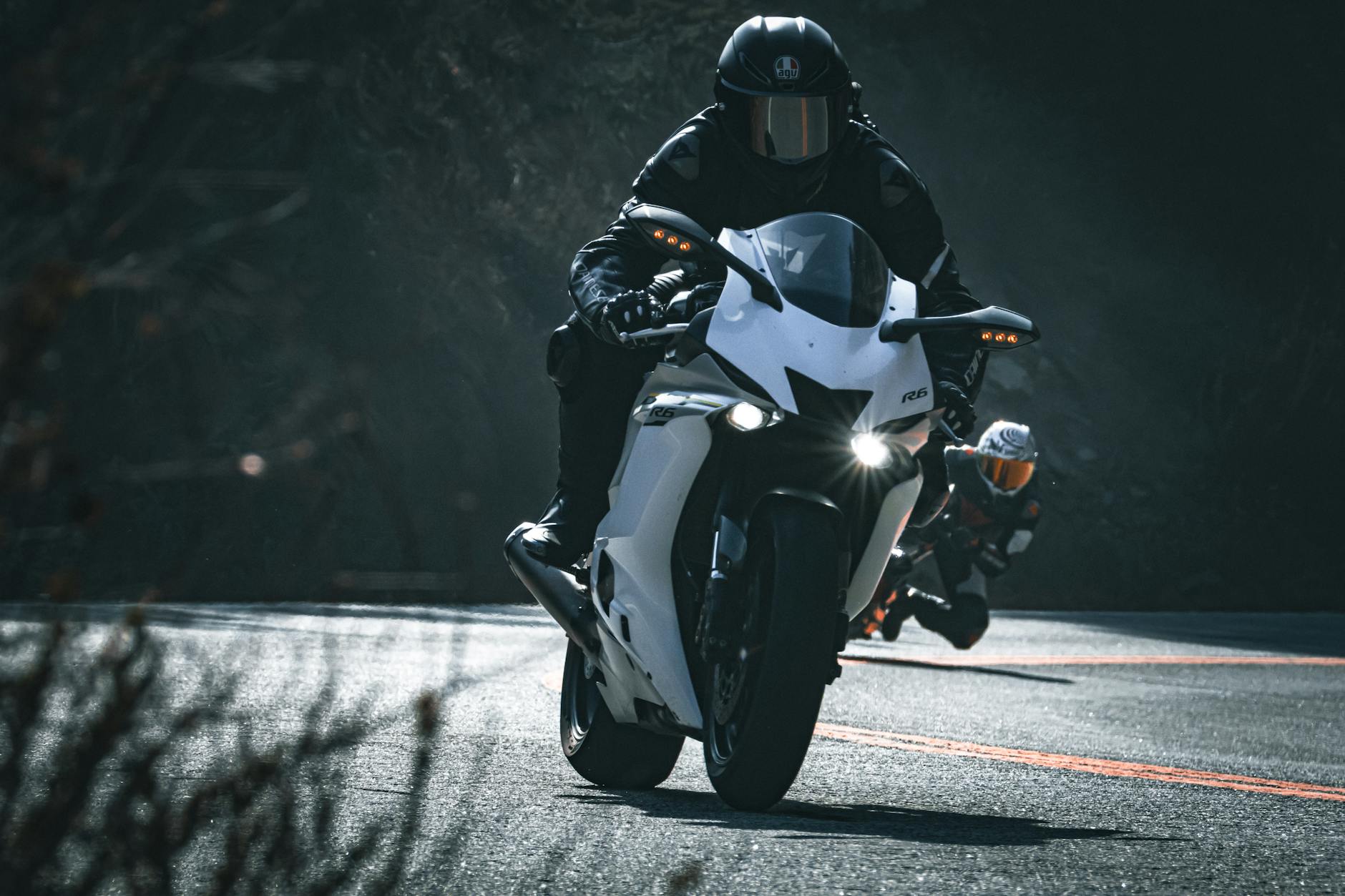 Close-up of protective knee armor in ladies motorcycle pants